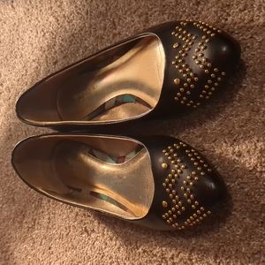 Arizona Black Leather Studded Flats
